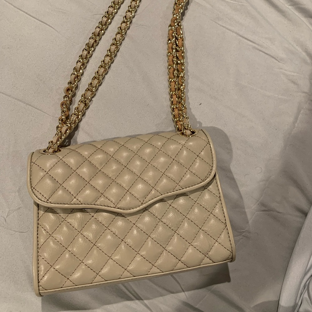 Rebecca Minkoff Quilted Beige Chain Bag